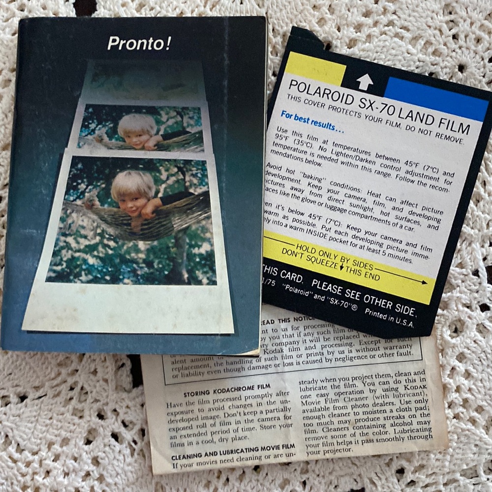 Polaroid pronto land camera user manual paper Ephemera 1975 vintage